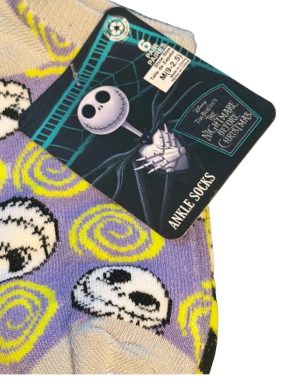 Nightmare Before Christmas Boys No Show Socks 6 Pack Size M 9-2.5 Disney